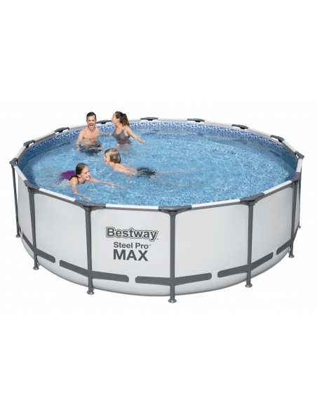 Piscina Rotonda 427x122 cm Con Telaio e Pompa BestWay Mod. Steel Pro MAX 5612X grigio chiaro BESTWAY - 1