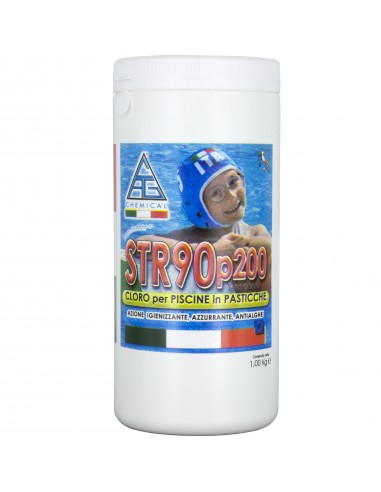 Cloro a lento rilascio per Piscine In pastiglie da 200gr - Conf. da 1Kg - STR90P200 CAG CHEMICAL - 1