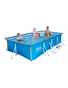 Piscina Rettangolare 400X211X81H Con Telaio e Pompa BestWay Mod. Steel Pro 56424 Blu BESTWAY - 1