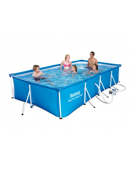 Piscina Rettangolare 400X211X81H Con Telaio e Pompa BestWay Mod. Steel Pro 56424 Blu BESTWAY - 1