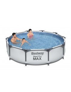 Piscina Rotonda 305x76 cm Con Telaio e Pompa BestWay Mod. Steel Pro MAX 56408 grigio chiaro BESTWAY - 1