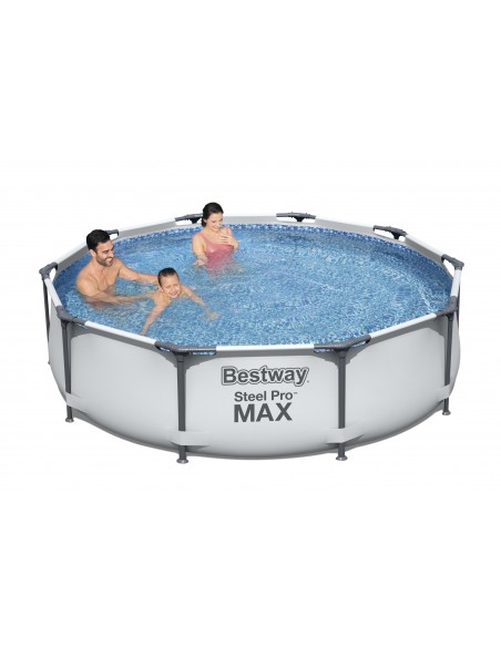 Piscina Rotonda 305x76 cm Con Telaio e Pompa BestWay Mod. Steel Pro MAX 56408 grigio chiaro BESTWAY - 1