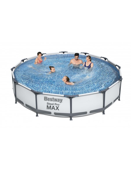 Piscina Rotonda 366x76 cm Con Telaio e Pompa BestWay Mod. Steel Pro MAX 56416 grigio chiaro BESTWAY - 1