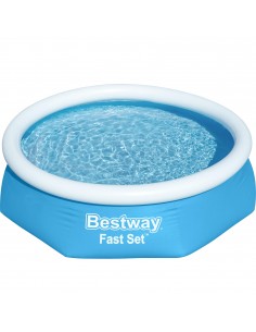 Piscina Gonfiabile senza Pompa Di Filtraggio 244X61H Cm BestWay Mod. Fast Set 57448 Azzurro BESTWAY - 1 2