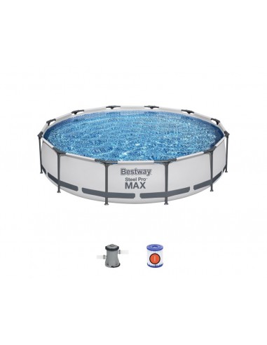 Piscina Rotonda 366x76 cm Con Telaio e Pompa BestWay Mod. Steel Pro MAX 56416 grigio chiaro BESTWAY - 2
