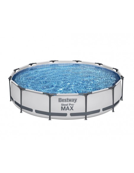 Piscina Rotonda 366x76 cm Con Telaio e Pompa BestWay Mod. Steel Pro MAX 56416 grigio chiaro BESTWAY - 3