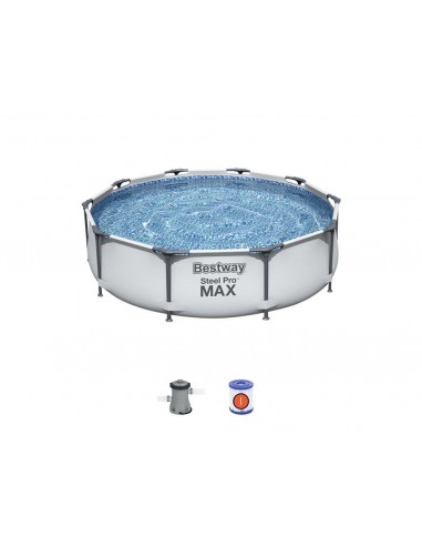 Piscina Rotonda 305x76 cm Con Telaio e Pompa BestWay Mod. Steel Pro MAX 56408 grigio chiaro BESTWAY - 2