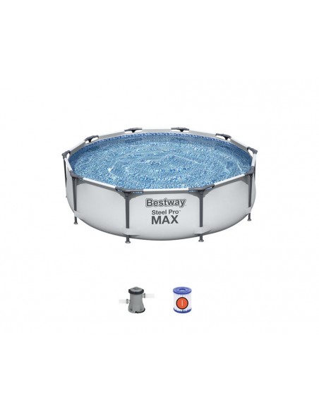 Piscina Rotonda 305x76 cm Con Telaio e Pompa BestWay Mod. Steel Pro MAX 56408 grigio chiaro BESTWAY - 2