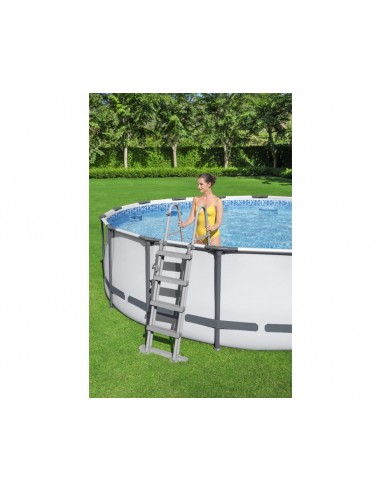 Piscina Rotonda 427x122 cm Con Telaio e Pompa BestWay Mod. Steel Pro MAX 5612X grigio chiaro BESTWAY - 3