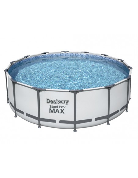Piscina Rotonda 427x122 cm Con Telaio e Pompa BestWay Mod. Steel Pro MAX 5612X grigio chiaro BESTWAY - 4