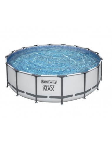 Piscina Rotonda 488X122H Con Telaio e Pompa BestWay Mod. Steel Pro MAX 5612Z Grigio Chiaro BESTWAY - 4