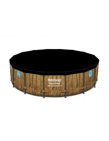 Piscina Rotonda Con Oblò 488X122H Con Telaio e Pompa BestWay Mod. Power Steel Swim Vista 56725 color Legno BESTWAY - 3