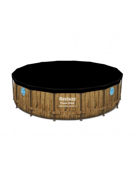 Piscina Rotonda Con Oblò 488X122H Con Telaio e Pompa BestWay Mod. Power Steel Swim Vista 56725 color Legno BESTWAY - 3