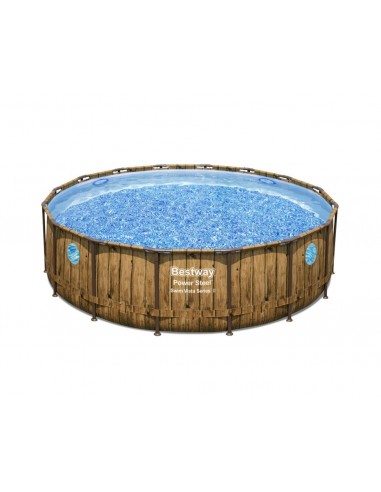 Piscina Rotonda Con Oblò 488X122H Con Telaio e Pompa BestWay Mod. Power Steel Swim Vista 56725 color Legno BESTWAY - 4