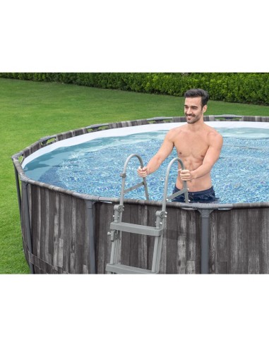 Piscina Rotonda 366x100 cm Con Telaio e Pompa BestWay Mod. Steel Pro MAX 5614X Legno Scuro BESTWAY - 3