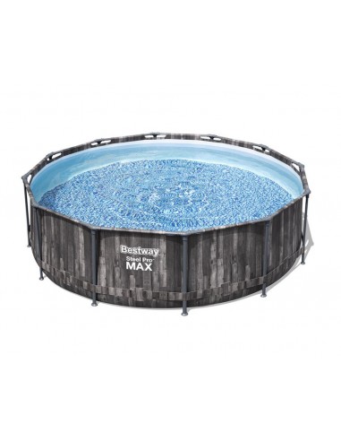 Piscina Rotonda 366x100 cm Con Telaio e Pompa BestWay Mod. Steel Pro MAX 5614X Legno Scuro BESTWAY - 4