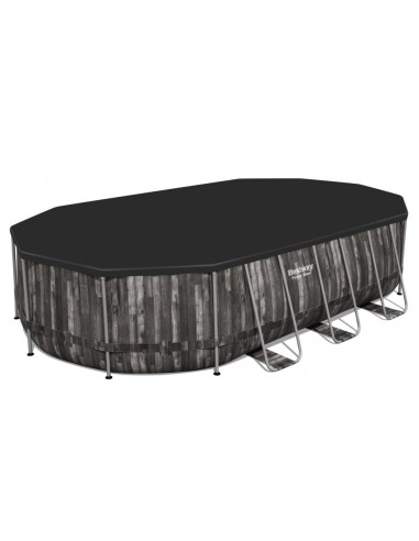 Piscina Ovale 610X366X122H Cm Con Telaio e Pompa BestWay Mod. Power Steel 5611R Legno Scuro BESTWAY - 5