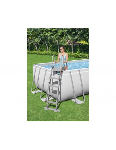 Piscina Rettangolare 640X274X132H Con Telaio e Pompa BestWay Mod. Power Steel 5611Z Grigio Chiaro BESTWAY - 3
