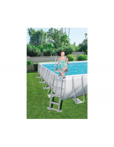 Piscina Rettangolare 956X488X132H Con Telaio e Pompa BestWay Mod. Power Steel 56623 Grigio Chiaro BESTWAY - 3