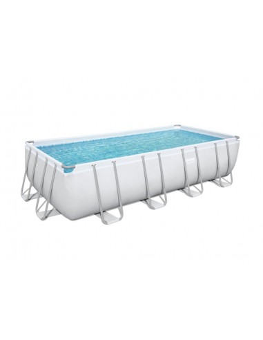 Piscina Rettangolare 549X274X122H Cm Con Telaio e Pompa BestWay Mod. Power Steel 56466 Grigio Chiaro BESTWAY - 5