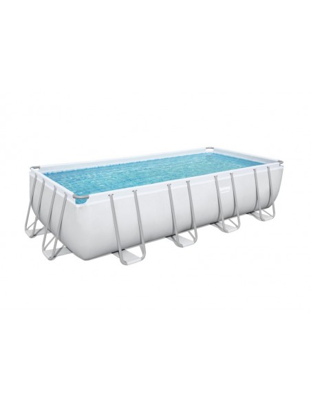 Piscina Rettangolare 549X274X122H Cm Con Telaio e Pompa BestWay Mod. Power Steel 56466 Grigio Chiaro BESTWAY - 5