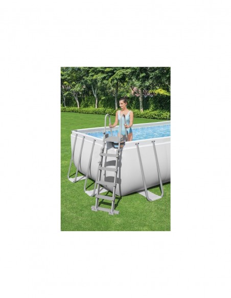 Piscina Rettangolare 549X274X122H Cm Con Telaio e Pompa BestWay Mod. Power Steel 56466 Grigio Chiaro BESTWAY - 4