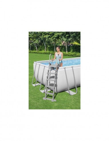 Piscina Rettangolare 732X366X132H Con Telaio e Pompa BestWay Mod. Power Steel 56475 Grigio Chiaro BESTWAY - 3