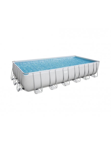 Piscina Rettangolare 732X366X132H Con Telaio e Pompa BestWay Mod. Power Steel 56475 Grigio Chiaro BESTWAY - 4
