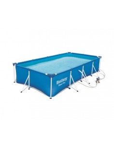 Piscina Rettangolare 400X211X81H Con Telaio e Pompa BestWay Mod. Steel Pro 56424 Blu BESTWAY - 1 2