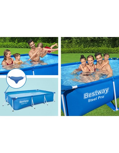 Piscina Rettangolare 400X211X81H Con Telaio e Pompa BestWay Mod. Steel Pro 56424 Blu BESTWAY - 3
