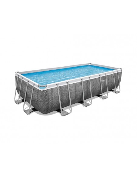Piscina Rettangolare 488X244X122H Con Telaio e Pompa BestWay Mod. Power Steel 56996 Grigio Scuro BESTWAY - 3
