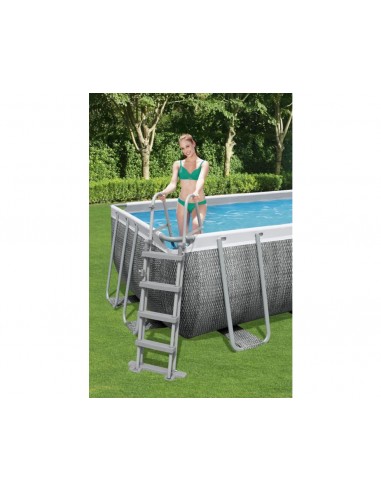 Piscina Rettangolare 488X244X122H Con Telaio e Pompa BestWay Mod. Power Steel 56996 Grigio Scuro BESTWAY - 4