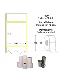 Rotolo da 1000 etichette adesive - 100x150 mm - Carta Vellum - Anima 76 - My Label My Label - 1