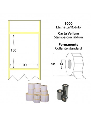 Rotolo da 1000 etichette adesive - 100x150 mm - Carta Vellum - Anima 76 - My Label My Label - 1