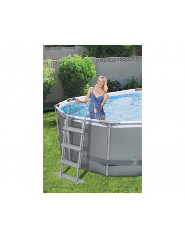Piscina Ovale 488X305X107H Cm Con Telaio e Pompa BestWay Mod. Power Steel 56448 Grigio Scuro BESTWAY - 3
