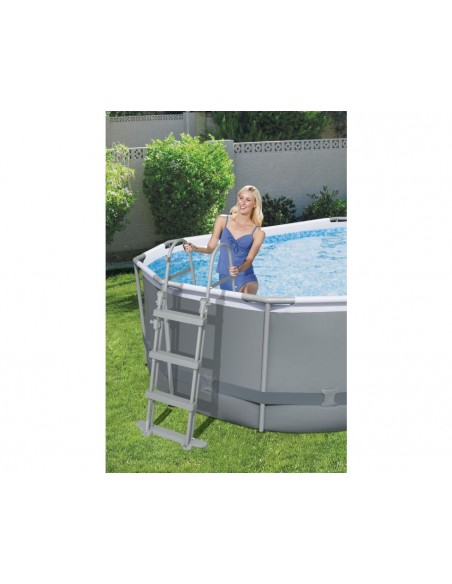 Piscina Ovale 488X305X107H Cm Con Telaio e Pompa BestWay Mod. Power Steel 56448 Grigio Scuro BESTWAY - 3