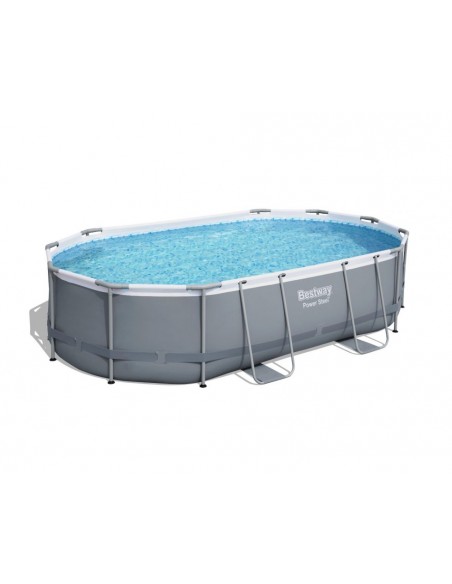 Piscina Ovale 488X305X107H Cm Con Telaio e Pompa BestWay Mod. Power Steel 56448 Grigio Scuro BESTWAY - 6