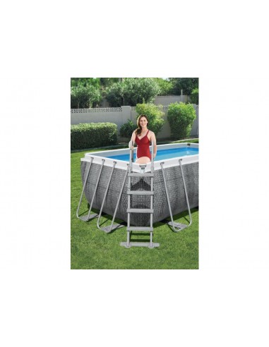 Piscina Rettangolare 412X201X122H Con Telaio e Pompa BestWay Mod. Power Steel 56722 Grigio Scuro BESTWAY - 3