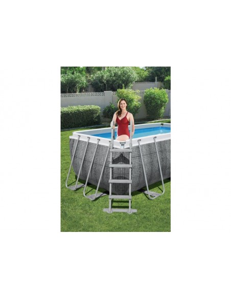 Piscina Rettangolare 412X201X122H Con Telaio e Pompa BestWay Mod. Power Steel 56722 Grigio Scuro BESTWAY - 3