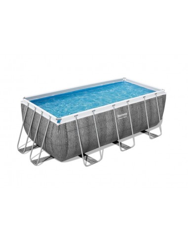 Piscina Rettangolare 412X201X122H Con Telaio e Pompa BestWay Mod. Power Steel 56722 Grigio Scuro BESTWAY - 6
