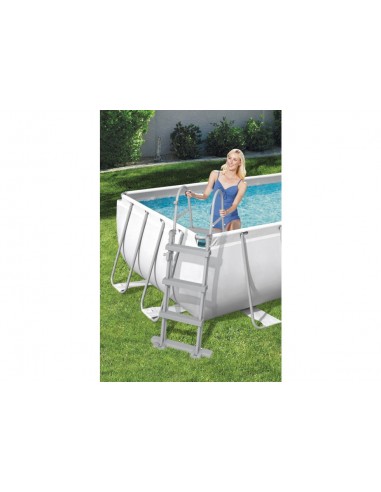 Piscina Rettangolare 404X201X100H Cm Con Telaio e Pompa BestWay Mod. Power Steel 56441 Grigio Chiaro BESTWAY - 3