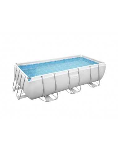 Piscina Rettangolare 404X201X100H Cm Con Telaio e Pompa BestWay Mod. Power Steel 56441 Grigio Chiaro BESTWAY - 7
