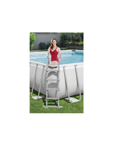 Piscina Rettangolare 412X201X122H Cm Con Telaio e Pompa BestWay Mod. Power Steel 56456 Grigio Chiaro BESTWAY - 3