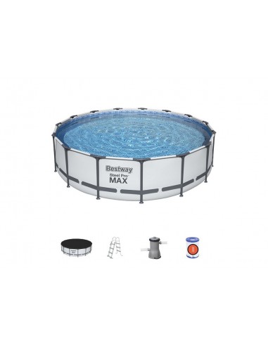 Piscina Rotonda 457X107H Con Telaio e Pompa BestWay Mod. Steel Pro MAX 56488 Grigio Chiaro BESTWAY - 2