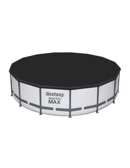 Piscina Rotonda 457X107H Con Telaio e Pompa BestWay Mod. Steel Pro MAX 56488 Grigio Chiaro BESTWAY - 4