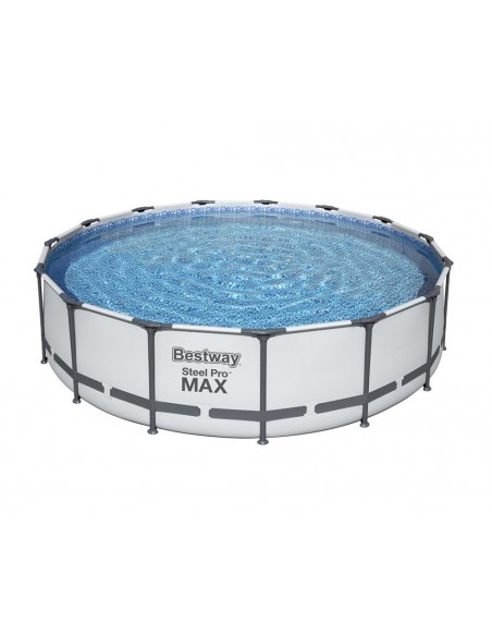 Piscina Rotonda 457X107H Con Telaio e Pompa BestWay Mod. Steel Pro MAX 56488 Grigio Chiaro BESTWAY - 8