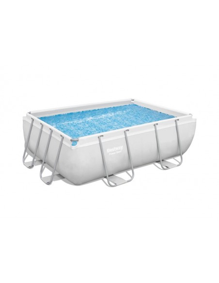 Piscina Rettangolare 282X196X84H Cm Con Telaio e Pompa BestWay Mod. Power Steel 56629 Grigio Chiaro BESTWAY - 6