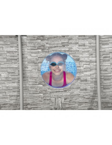 Piscina Ovale Con Oblò  427X250X100H Cm Con Telaio e Pompa BestWay Mod. Power Steel Swim Vista  56714 Grigio Pietra BESTWAY - 4