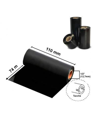 Ribbon Zebra - 2300GS - Cera - 110 mm. x 74 m - out - nero - Ø1/2 - 02300GS11007 Zebra - 3