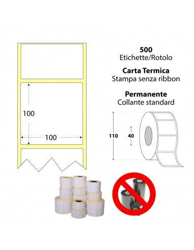 Rotolo da 500 etichette adesive - 100x100 mm - Termica Eco - Anima 40 - My Label My Label - 1